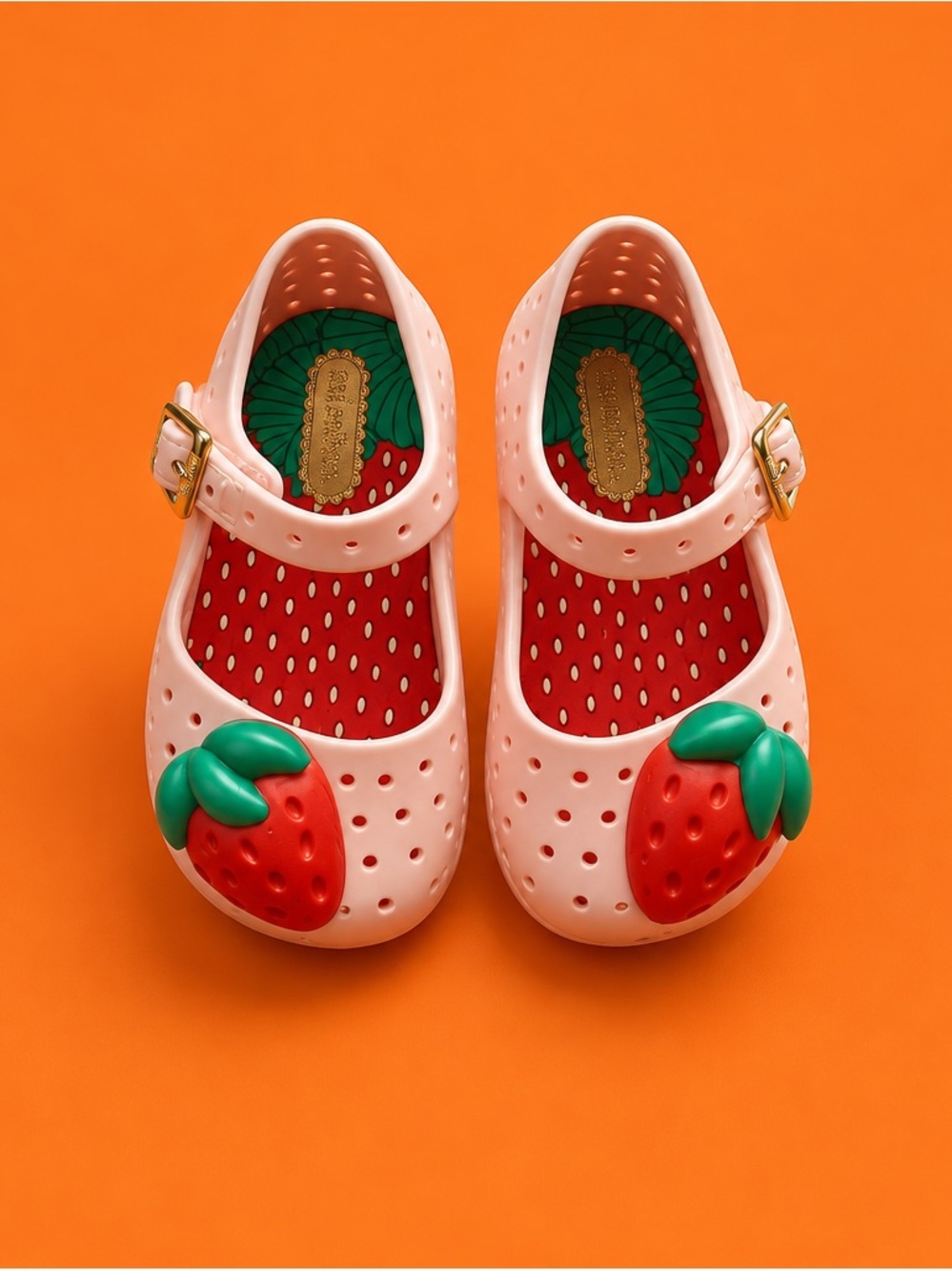 Mini Melissa Kids Strawberry Mary Jane Clogs - Pink